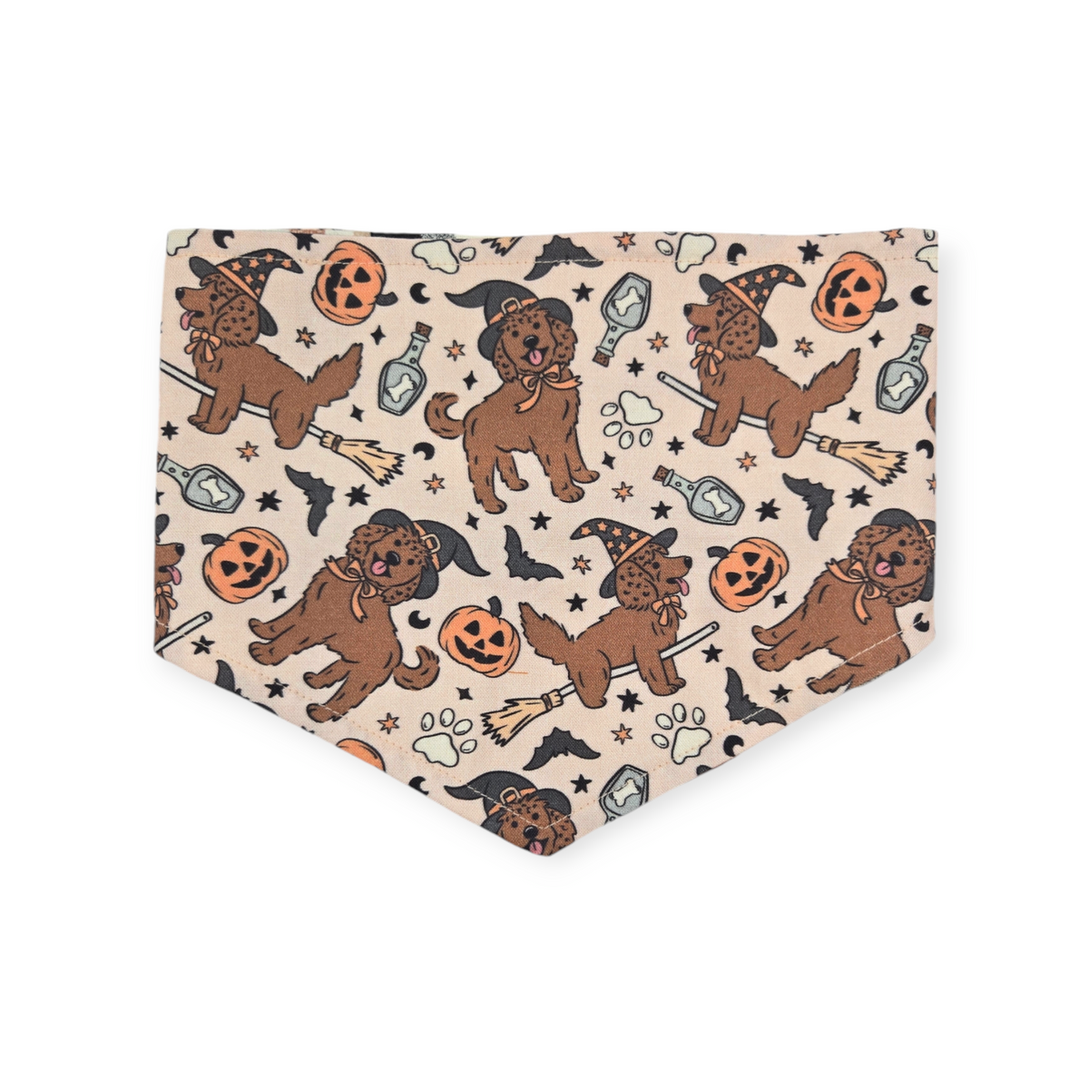 Halloween Witchy Dogs/ Brown Fall Plaid Tie-on Bandana (Small)