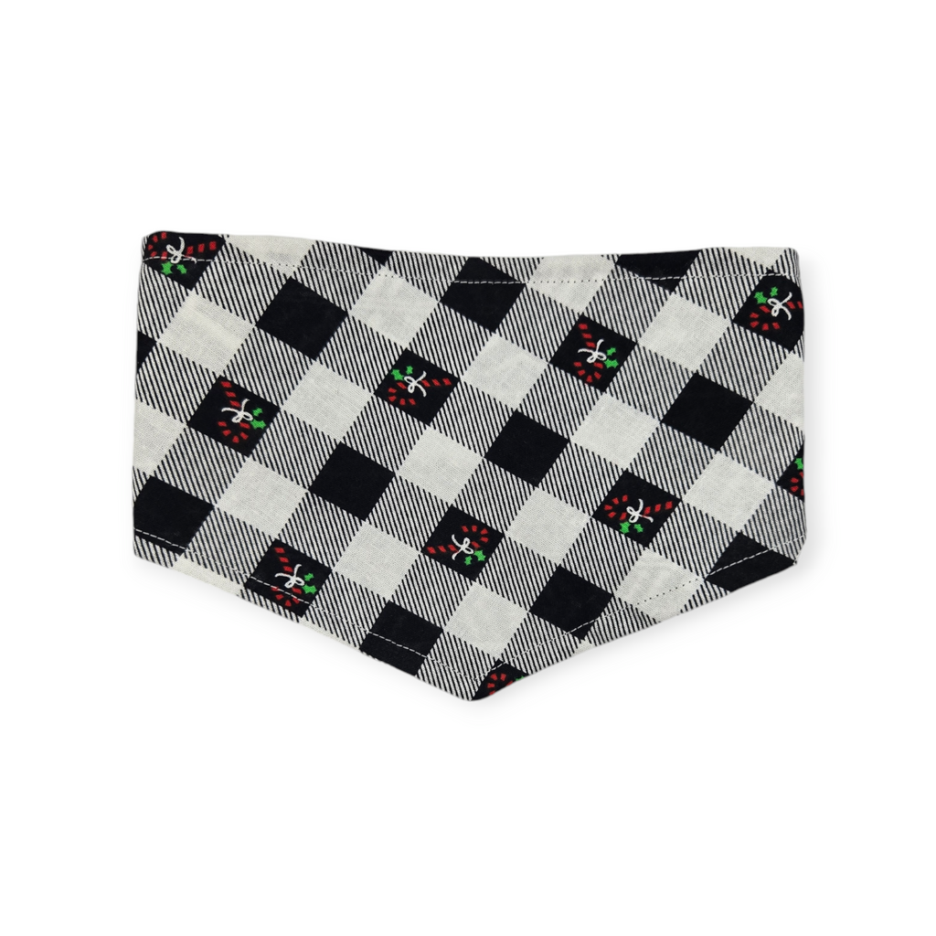 Fair Isle Black/Black & White Buffalo Plaid Reversible Tie-on Bandana (X-Small)