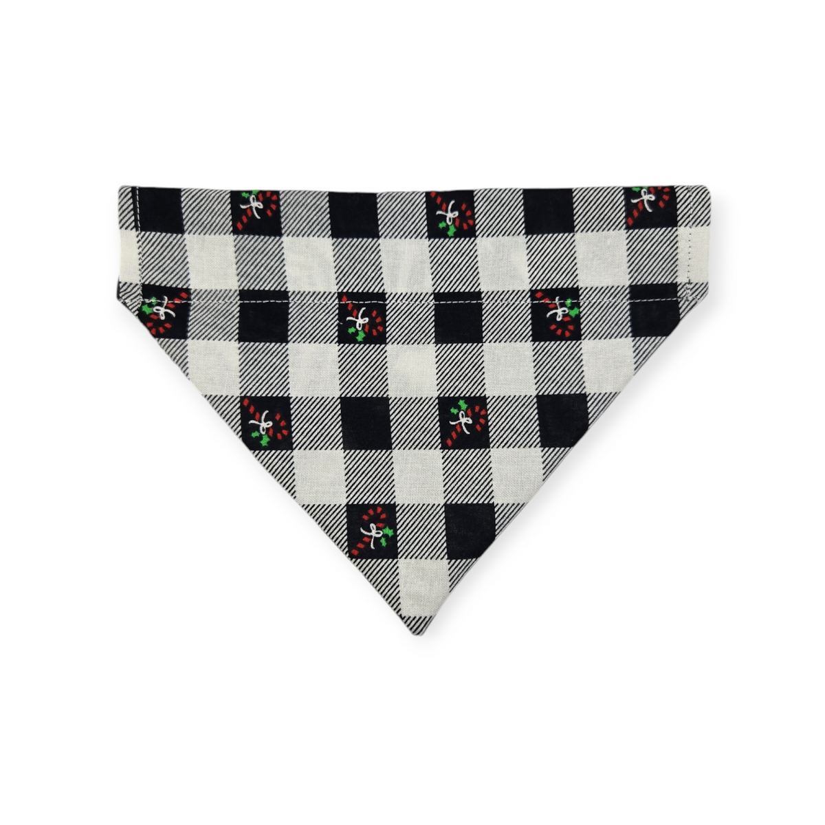 Fair Isle Black/Black & White Buffalo Plaid Reversible Slide-on Bandana (Small)