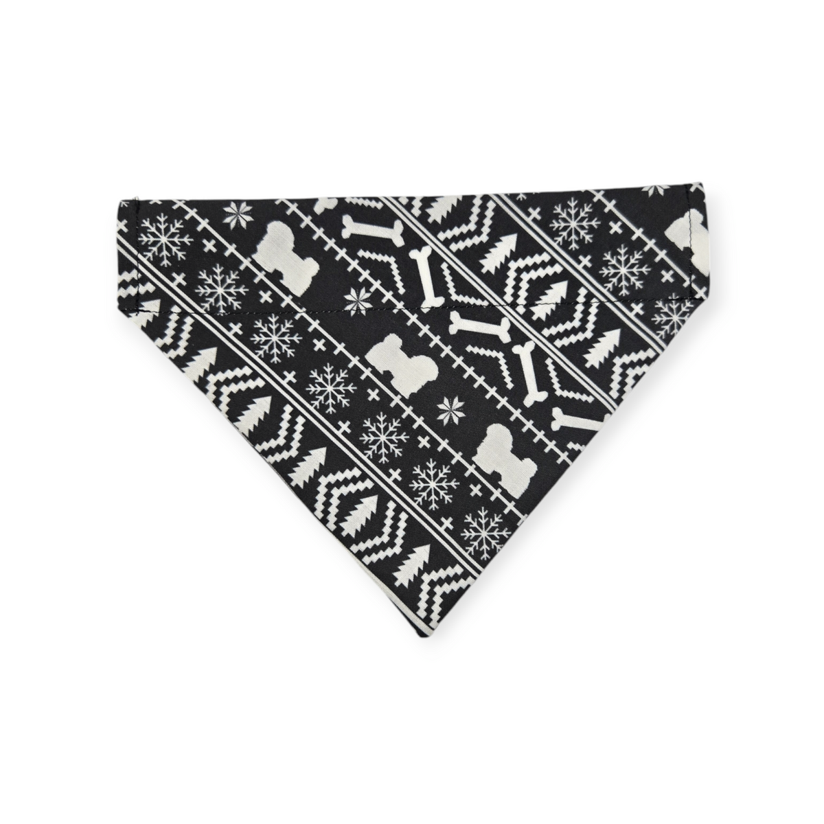 Fair Isle Black/Black & White Buffalo Plaid Reversible Slide-on Bandana (Small)