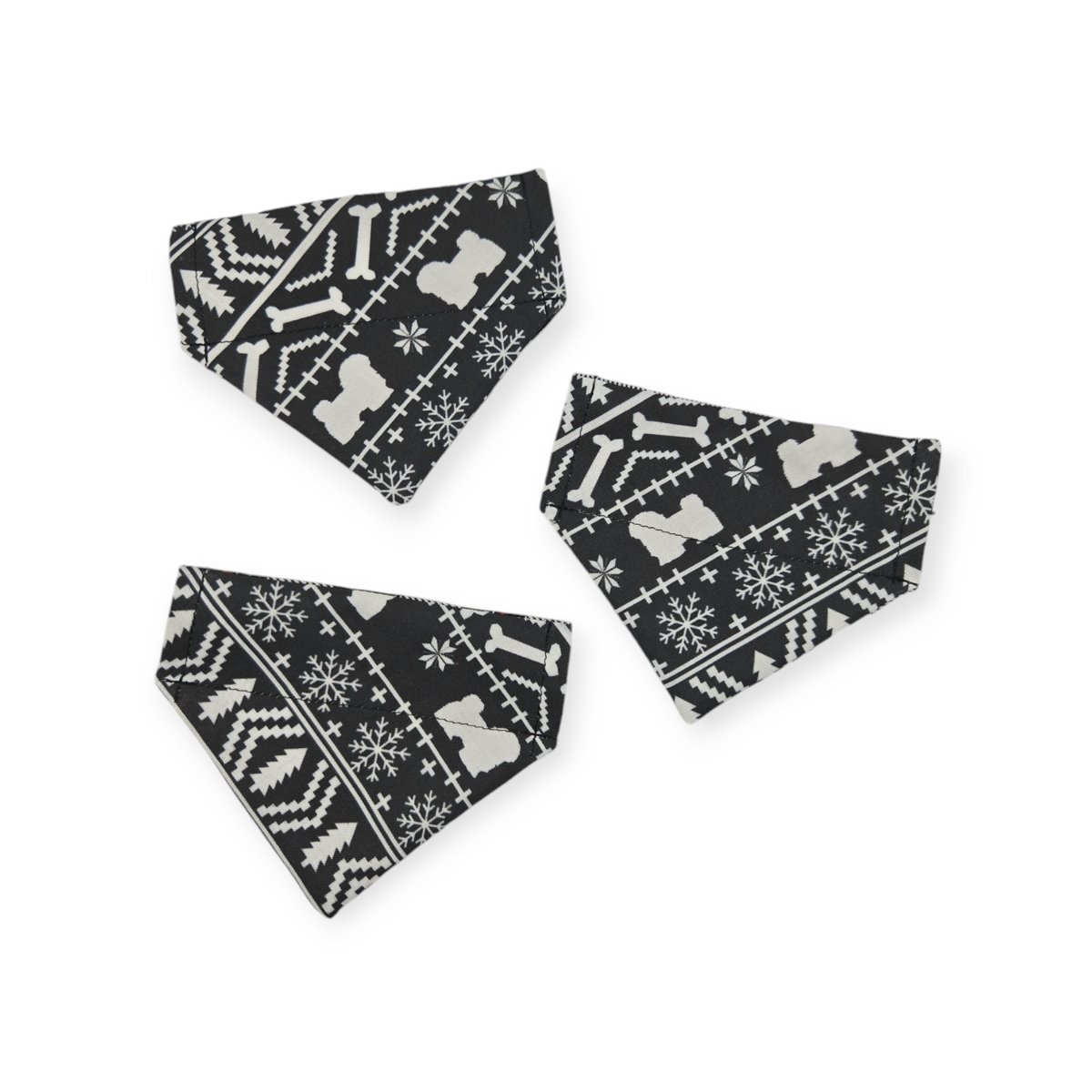 Fair Isle Black/Black & White Buffalo Plaid Reversible Slide-on Bandana (XX-Small)