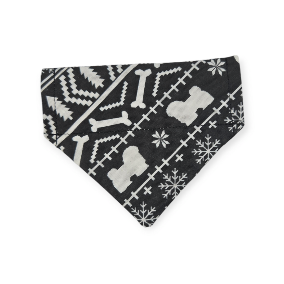 Fair Isle Black/Black & White Buffalo Plaid Reversible Slide-on Bandana (XX-Small)