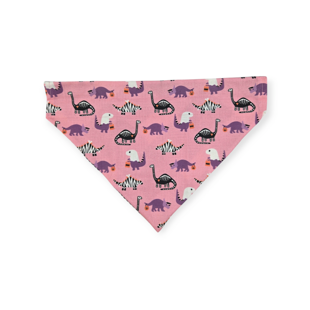 Halloween Dinosaurs/Gray Plaid Reversible Slide-on Bandana (Large)