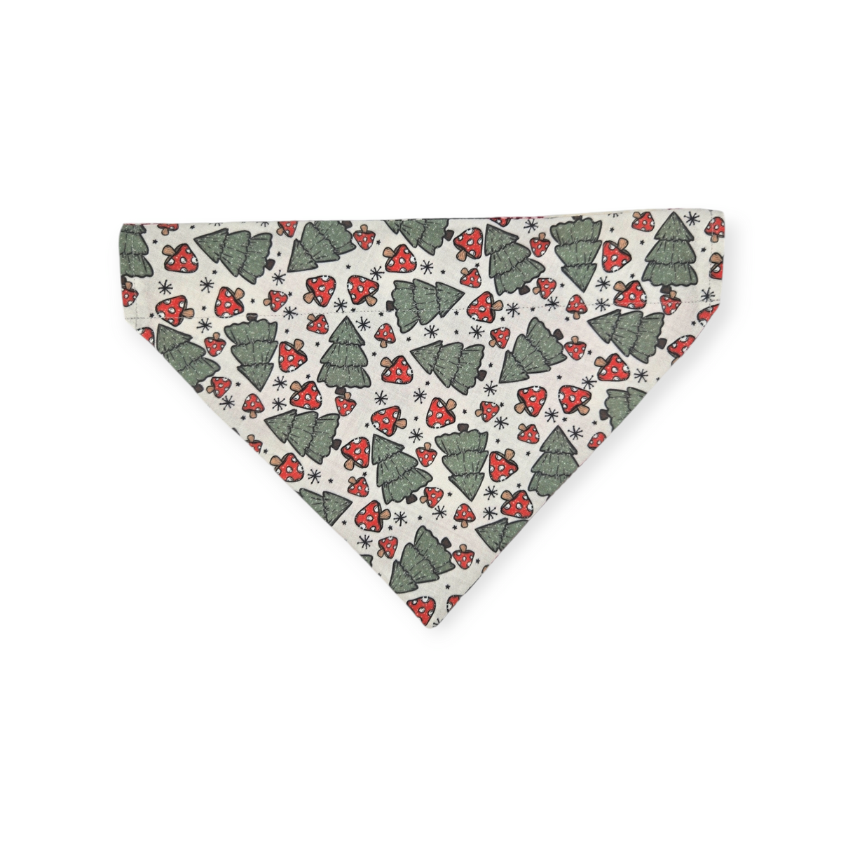Christmas Mushrooms/Red Buffalo Plaid Reversible Slide-on Bandana (Large)