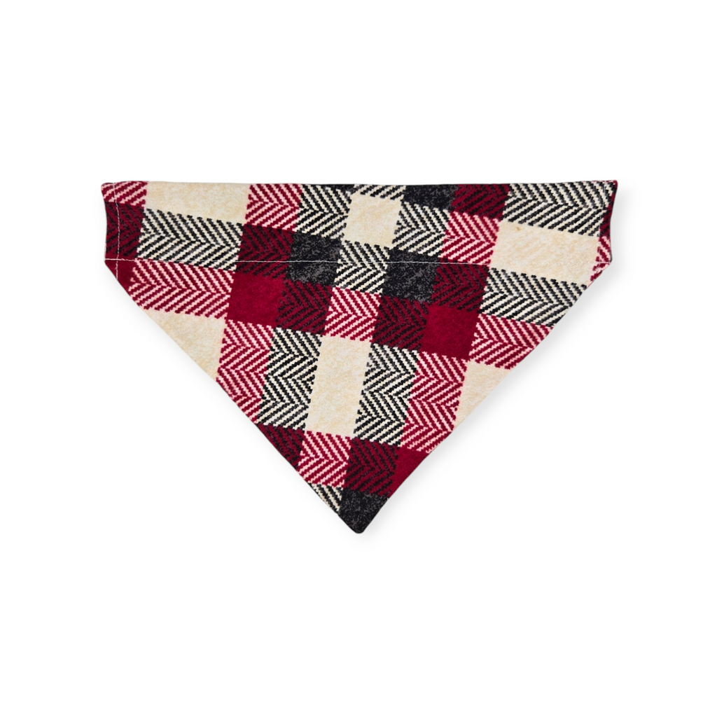 Christmas Mushrooms/Red Buffalo Plaid Reversible Slide-on Bandana (Large)