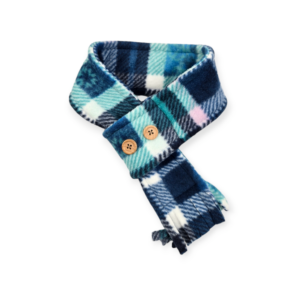 Watercolor Tartan Plaid Adjustable Fleece Scarf (7-10")
