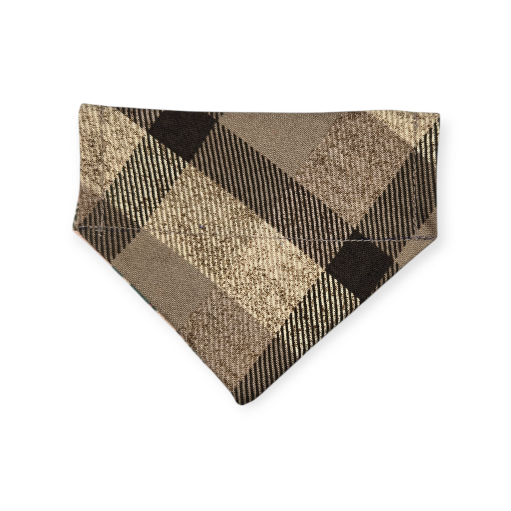 Cowboy Christmas/Brown Plaid Reversible Slide-on Bandana (XX-Small)