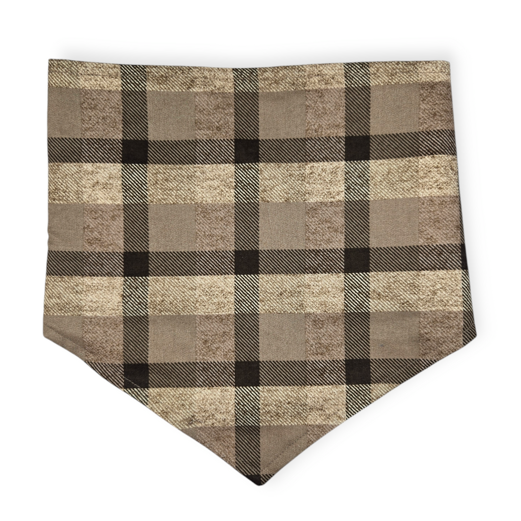 Cowboy Christmas/Brown Plaid Reversible Tie-on Bandana (Large)