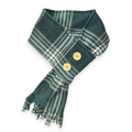 White & Green Plaid V2 Adjustable Fleece Scarf (17-20")