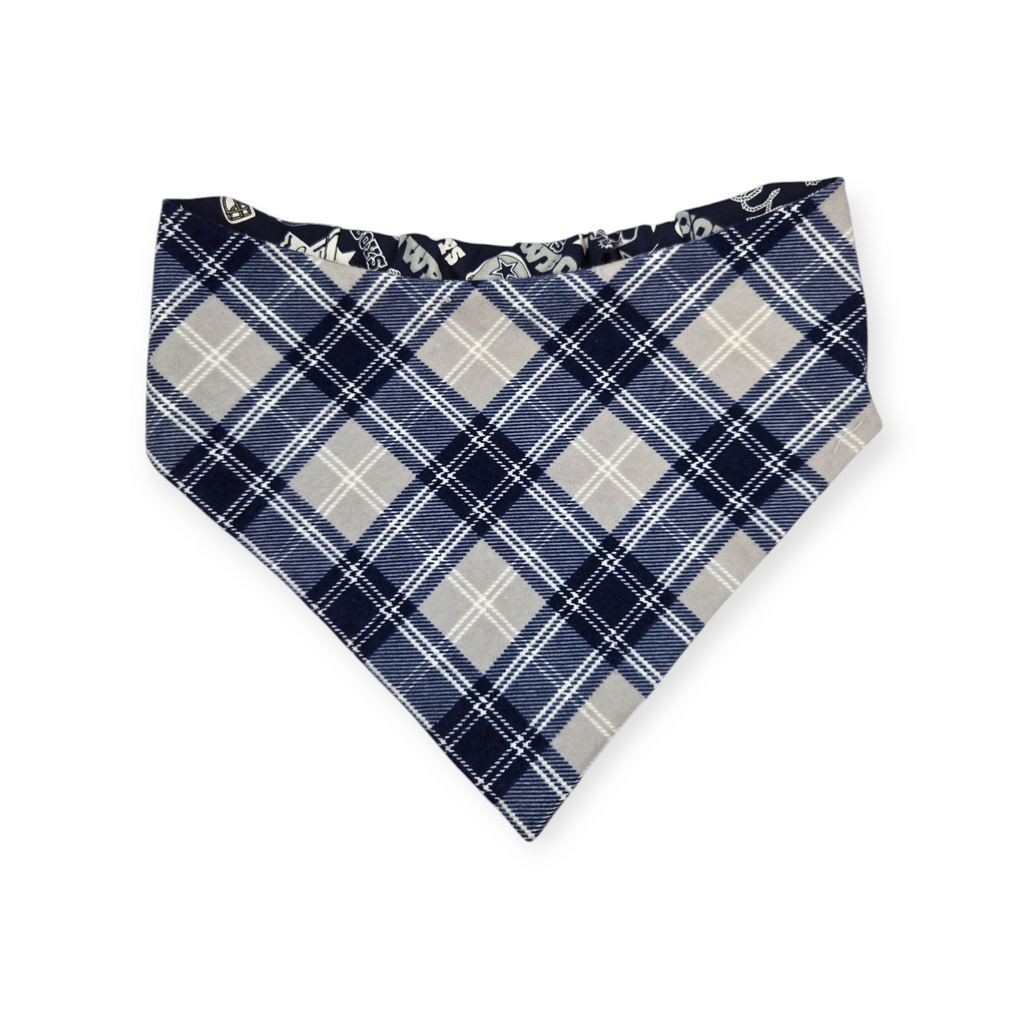 Cowboys/Dallas Plaid Reversible Slip-on Scrunchie Bandana (X-Large)