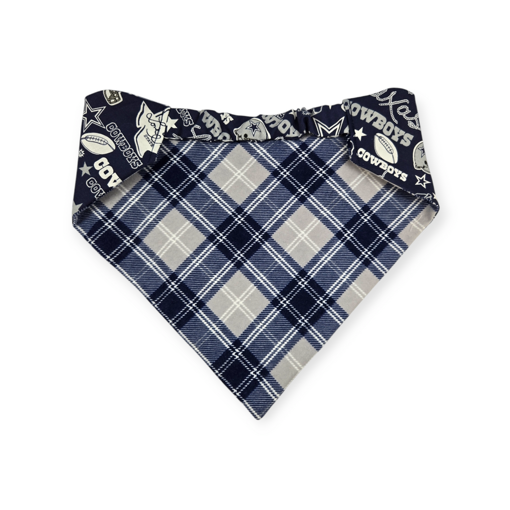 Cowboys/Dallas Plaid Reversible Slip-on Scrunchie Bandana (X-Large)