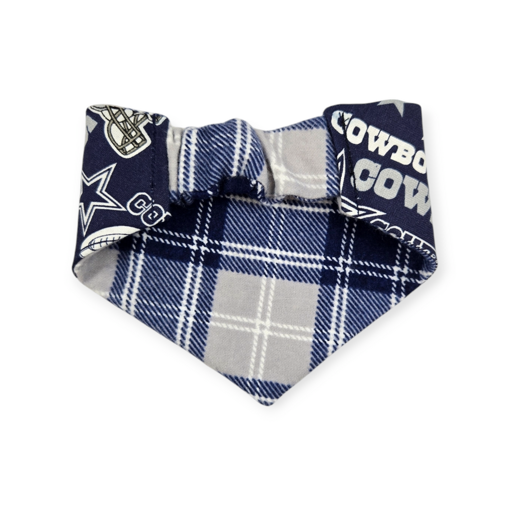Cowboys/Dallas Plaid Reversible Slip-on Scrunchie Bandana (X-Small)
