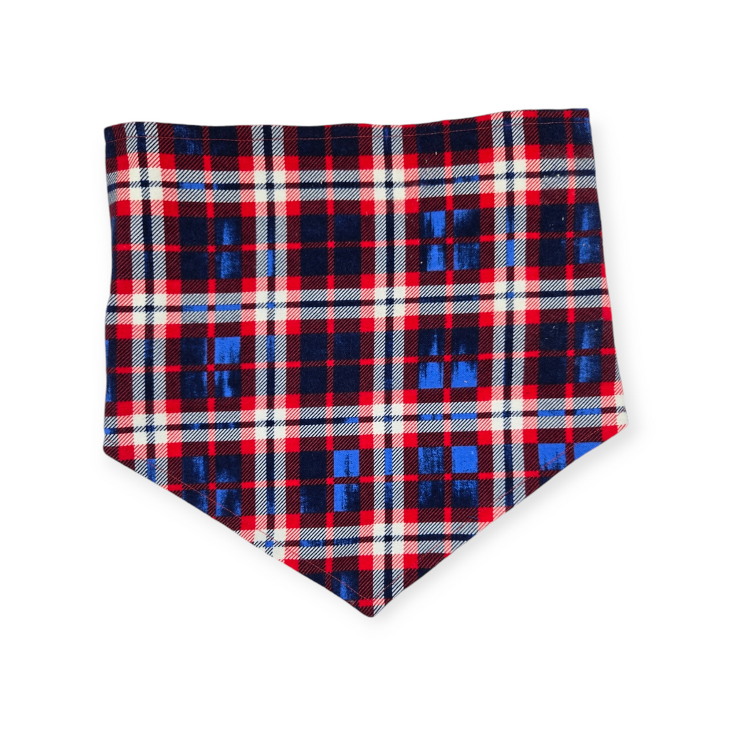 Rangers/Patriotic Plaid Reversible Tie-on Bandana (Large)