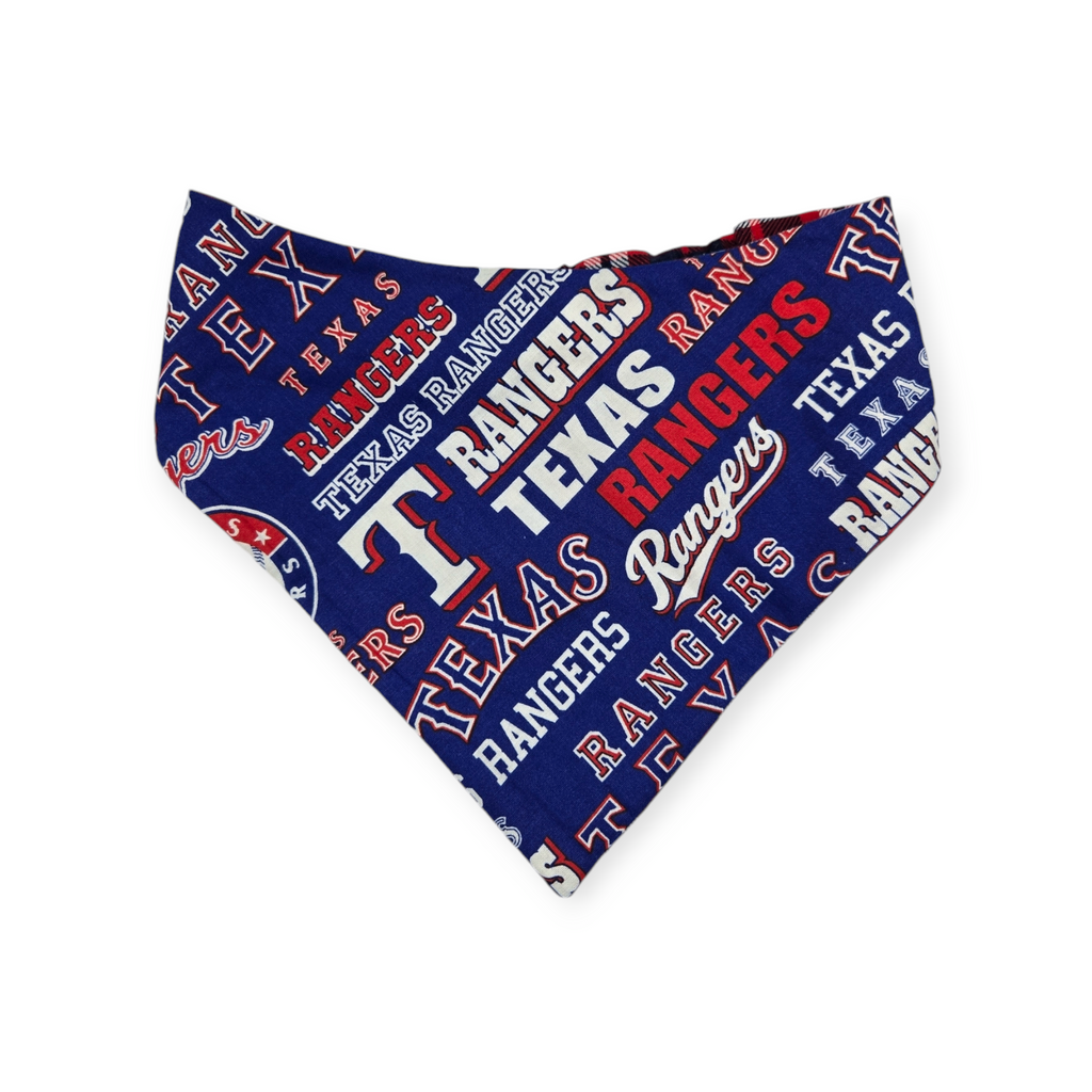 Rangers/Patriotic Plaid Slip-on Scrunchie Bandana (Large)