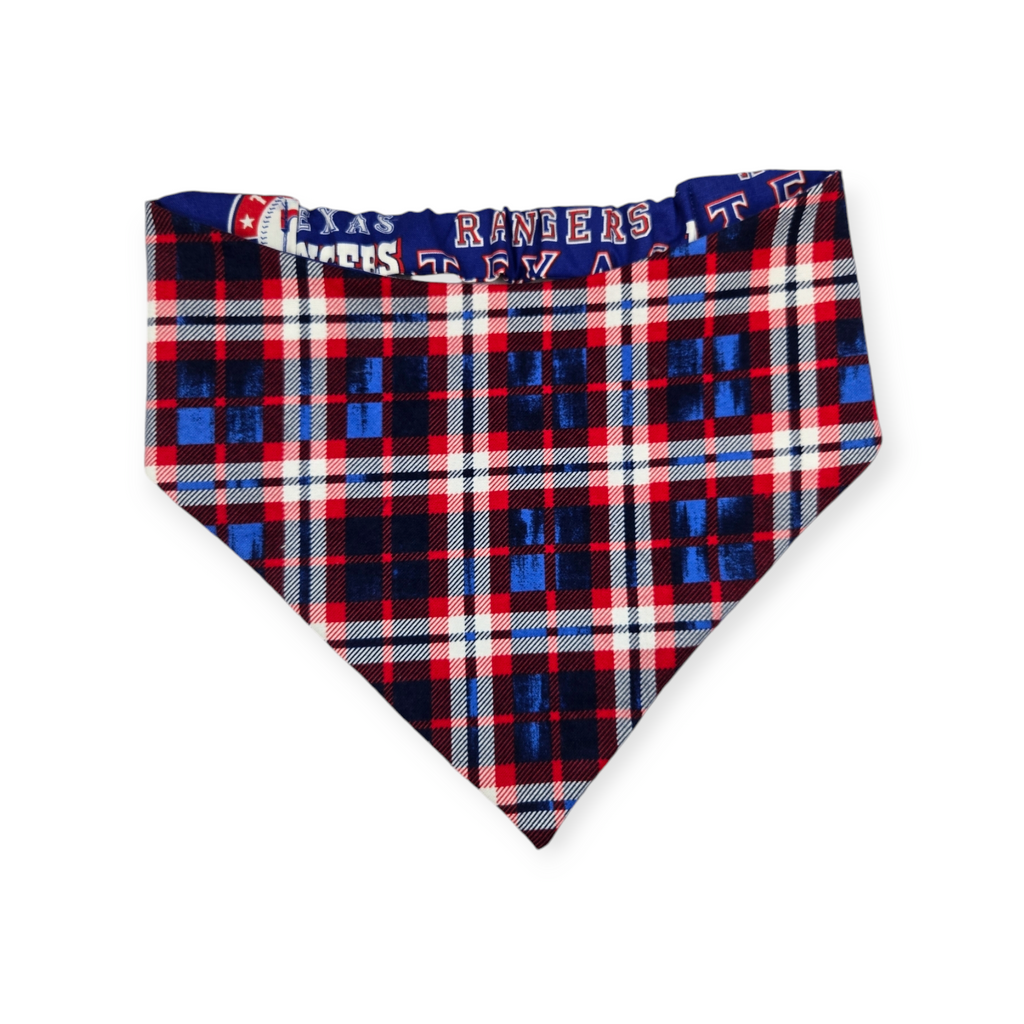 Rangers/Patriotic Plaid Slip-on Scrunchie Bandana (Large/X-Large)