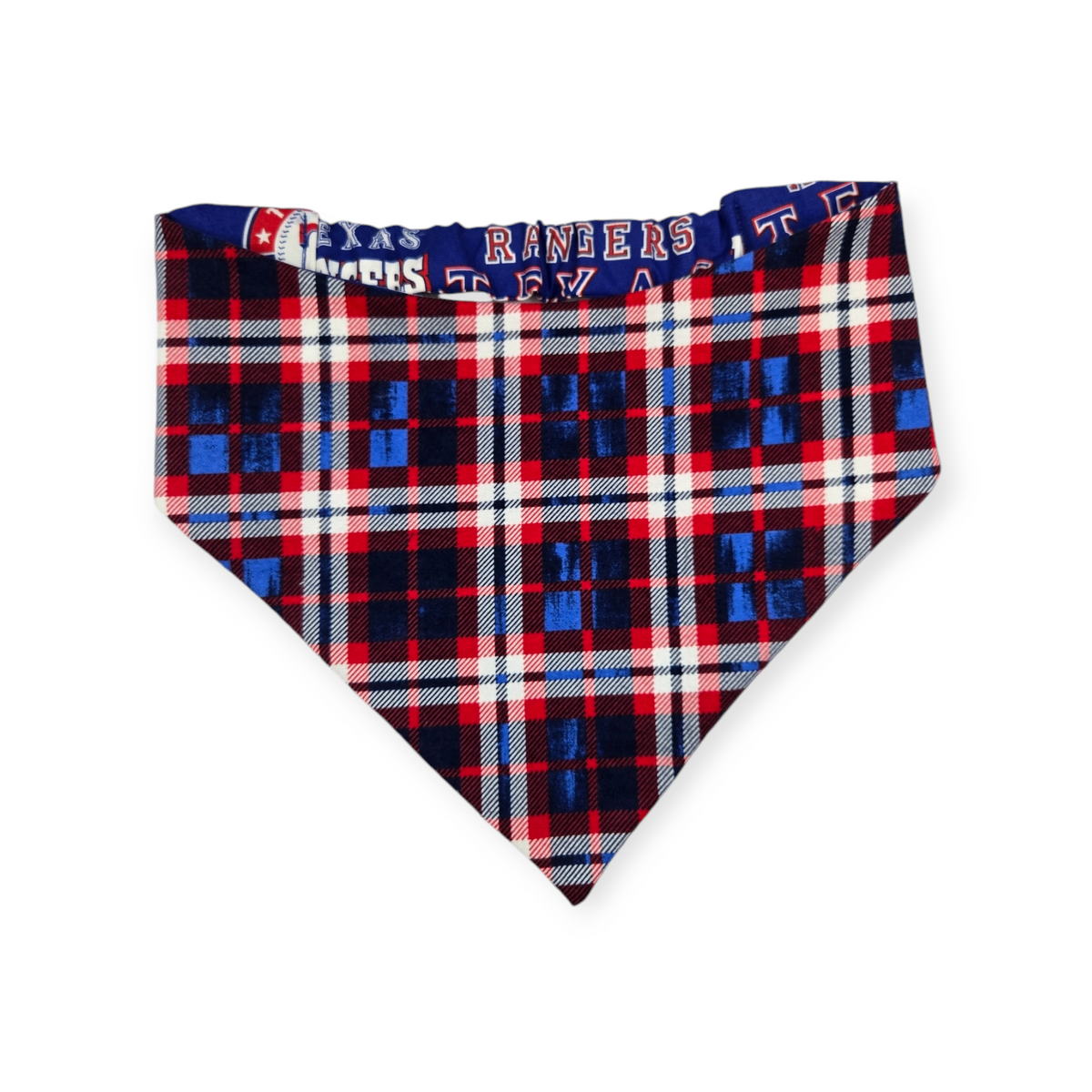 Rangers/Patriotic Plaid Slip-on Scrunchie Bandana (Large/X-Large)