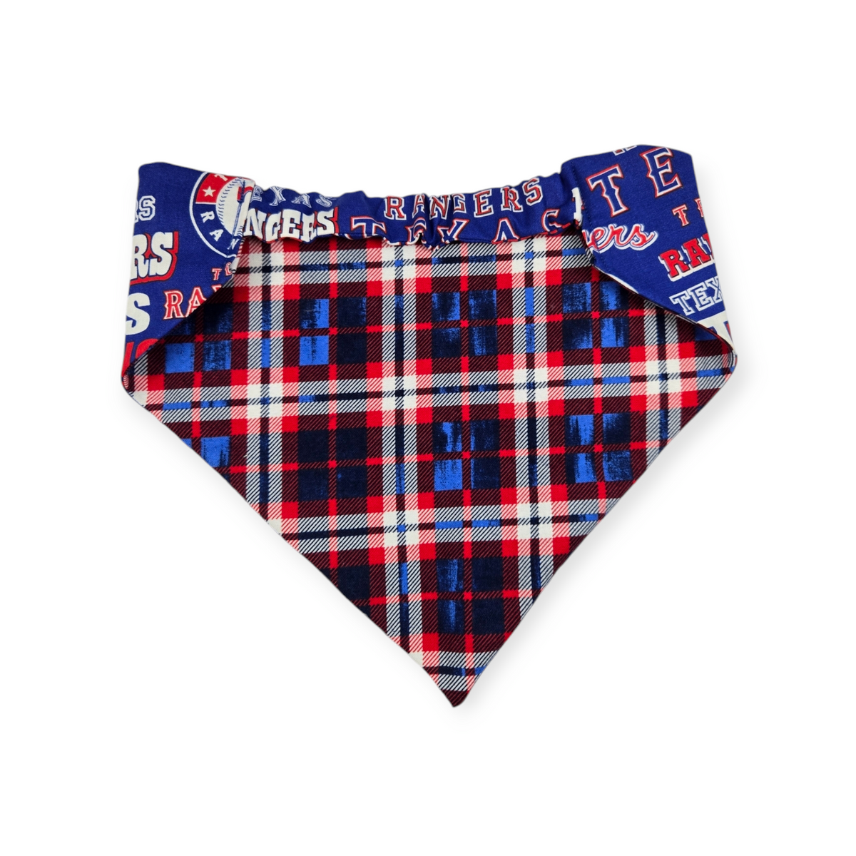 Rangers/Patriotic Plaid Slip-on Scrunchie Bandana (Large/X-Large)