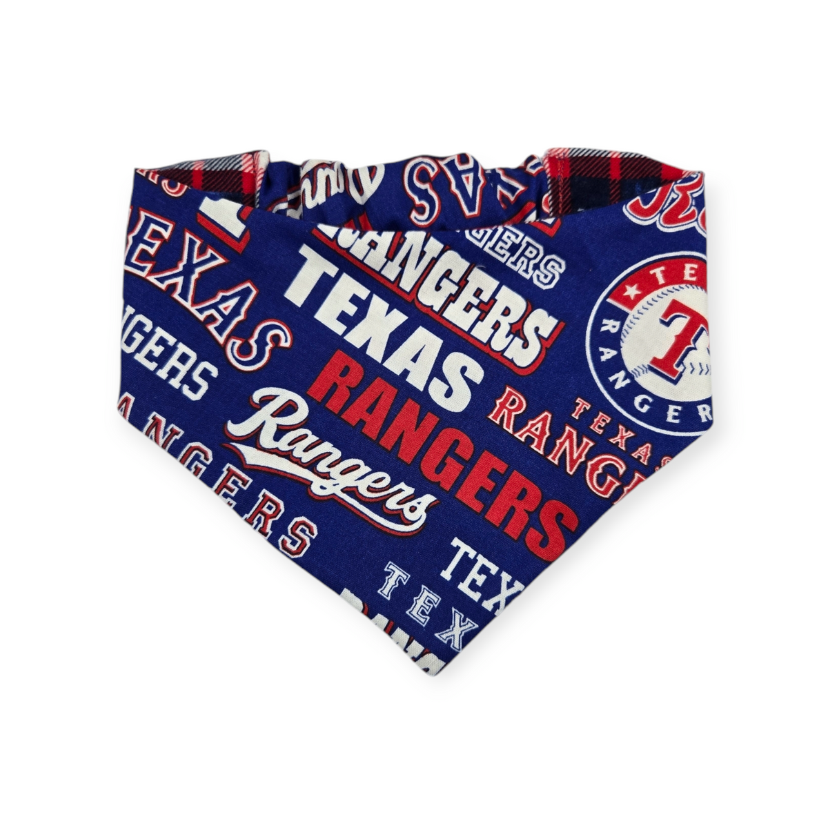 Rangers/Patriotic Plaid Slip-on Scrunchie Bandana (Medium)