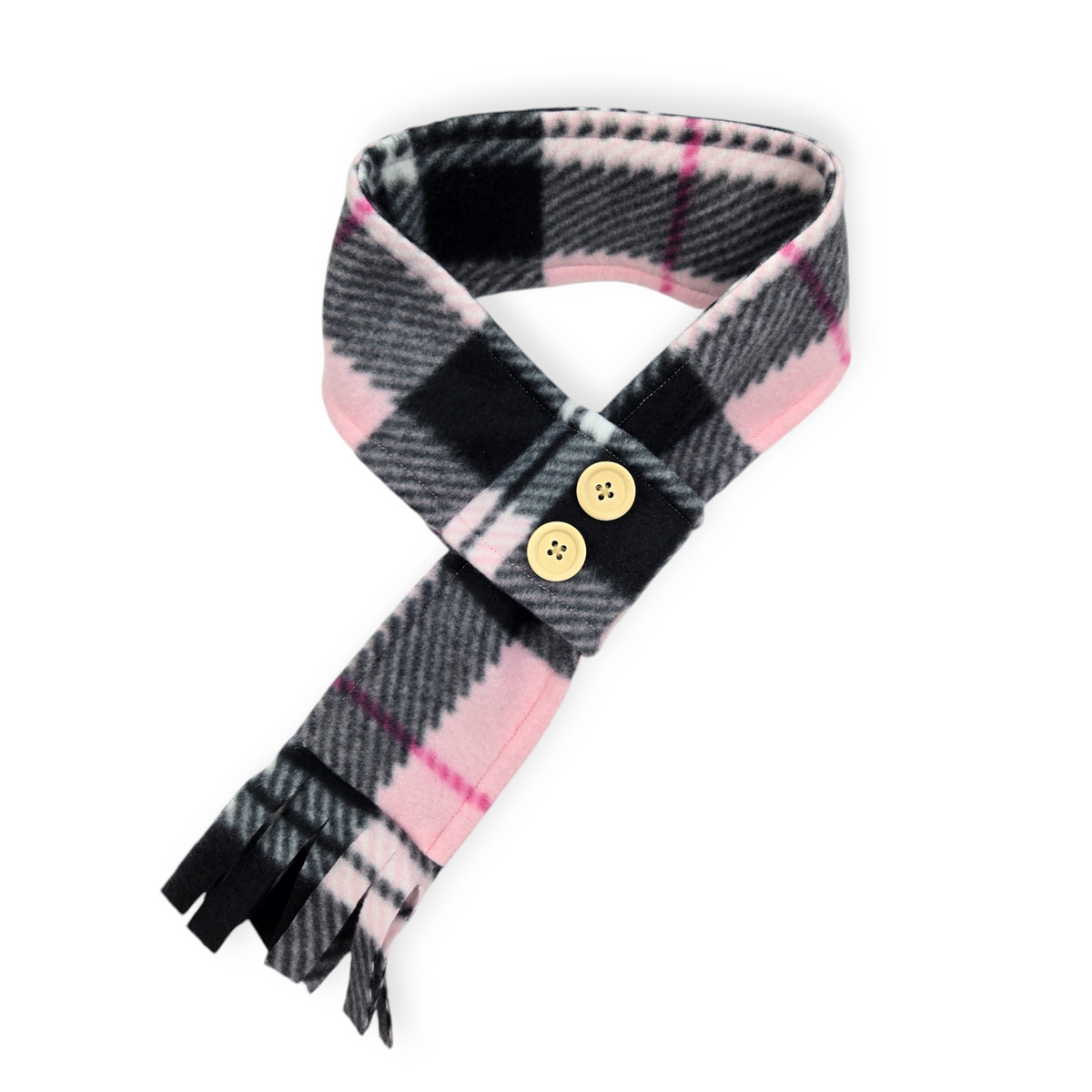 Pink Plaid Adjustable Fleece Scarf V2 (13-16")