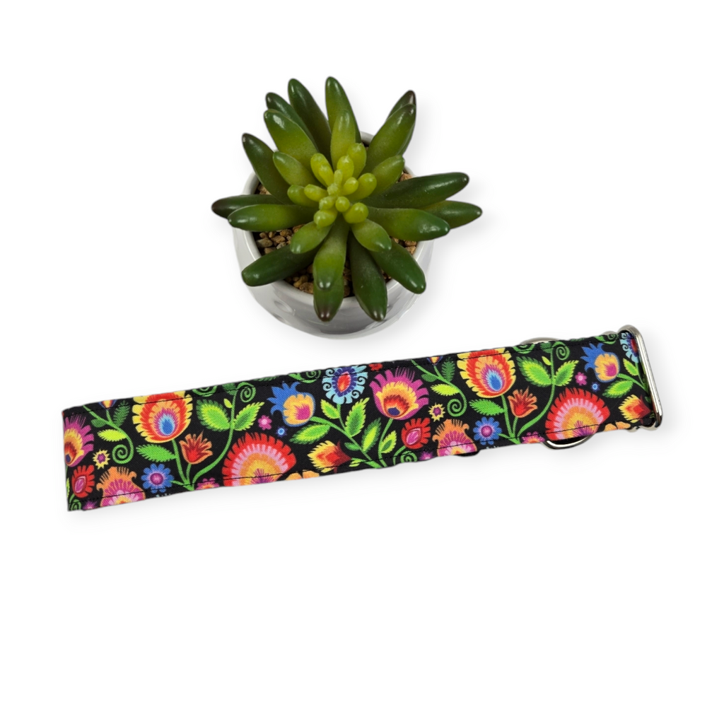 Folk Art Floral Dog Collar (XX-Large, 1.5" wide)