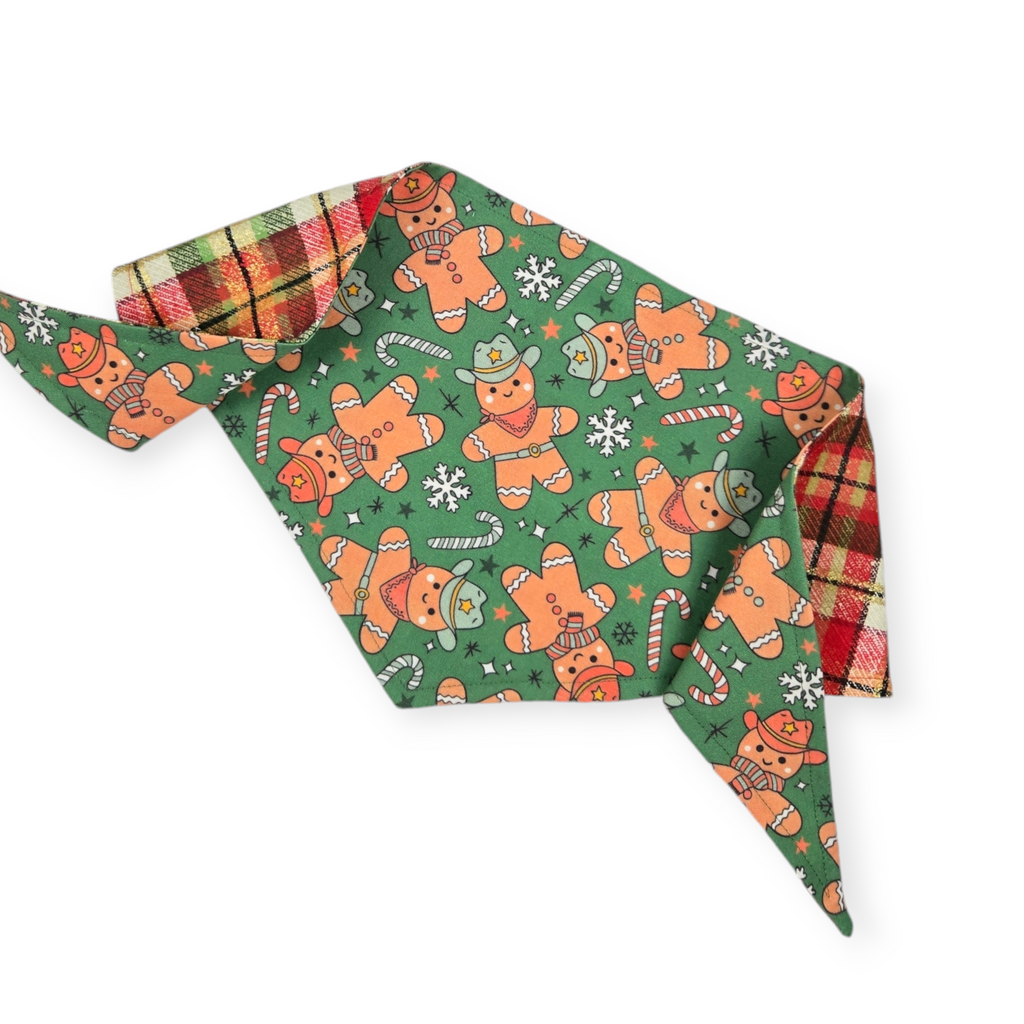 Cowboy Christmas/Glittery Christmas Plaid Tie-on Bandana (Medium)