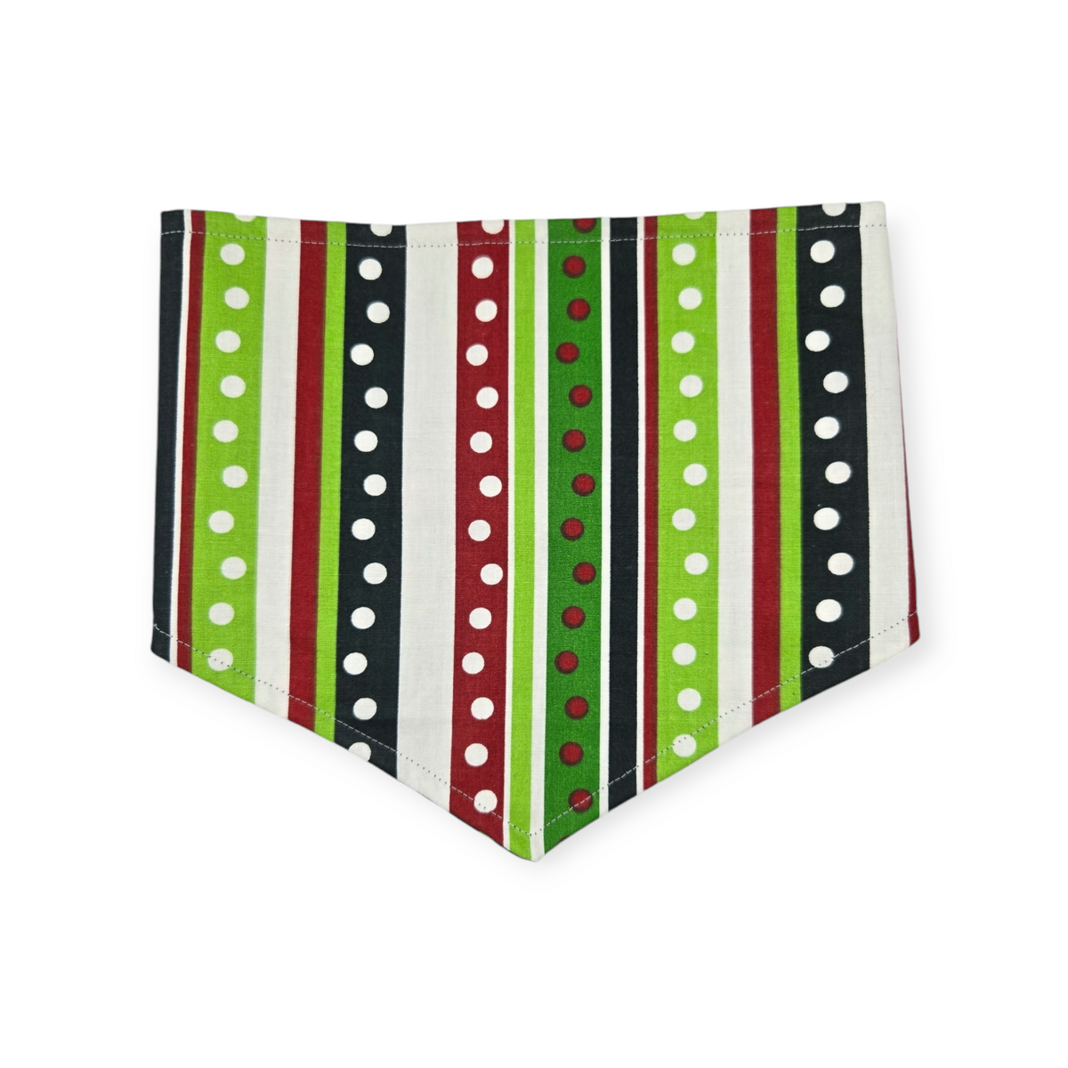 Christmas Cactus/Whimsical Stripes Tie-on Bandana (Medium)