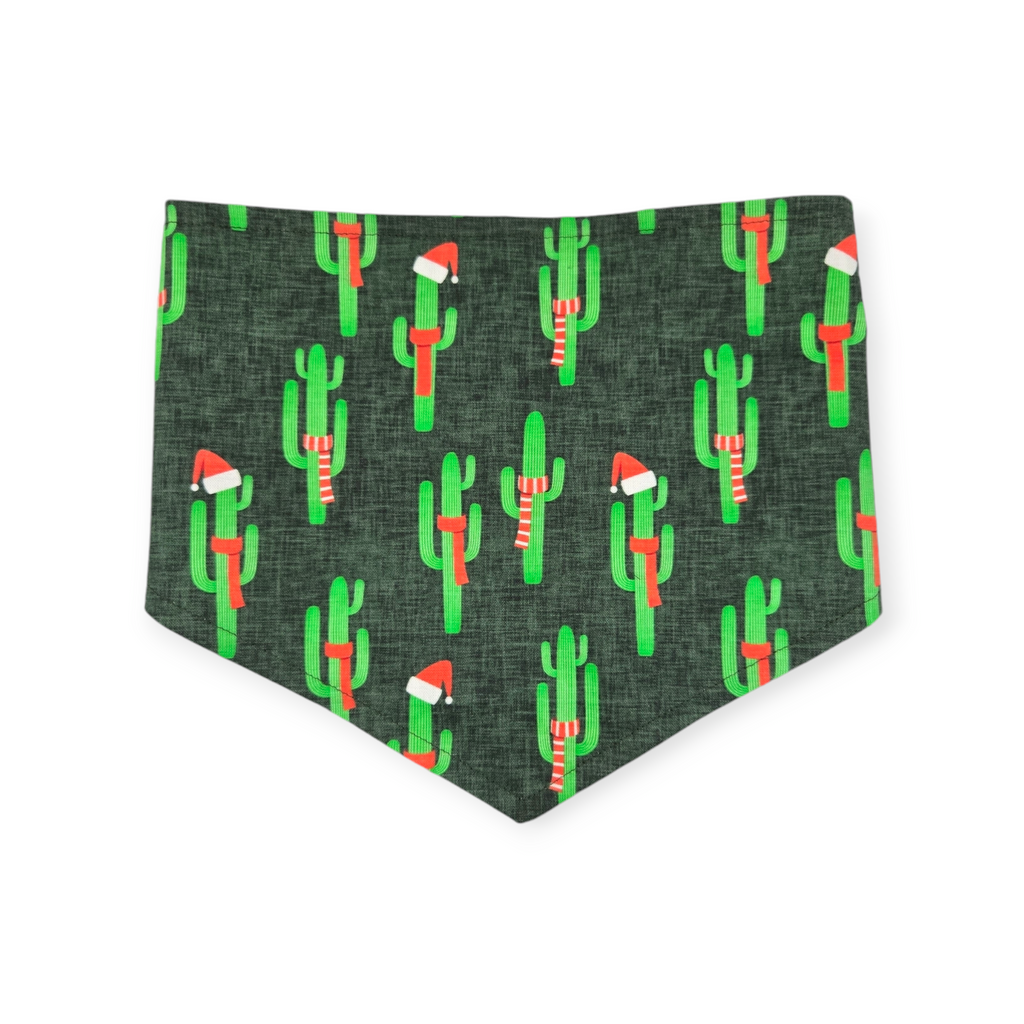 Christmas Cactus/Whimsical Stripes Tie-on Bandana (Medium)