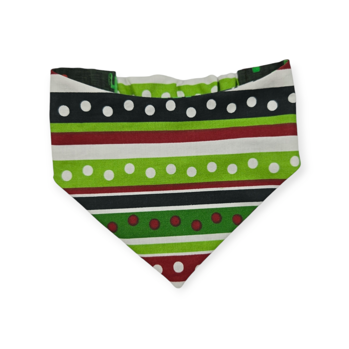 Christmas Cactus/Whimsical Stripes Slip-on Scrunchie Bandana (Small)