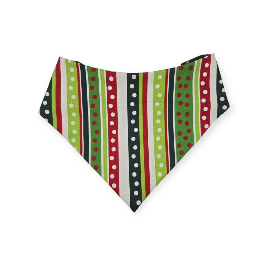 Christmas Cactus/Whimsical Stripes Slip-on Scrunchie Bandana (Large/X-Large)