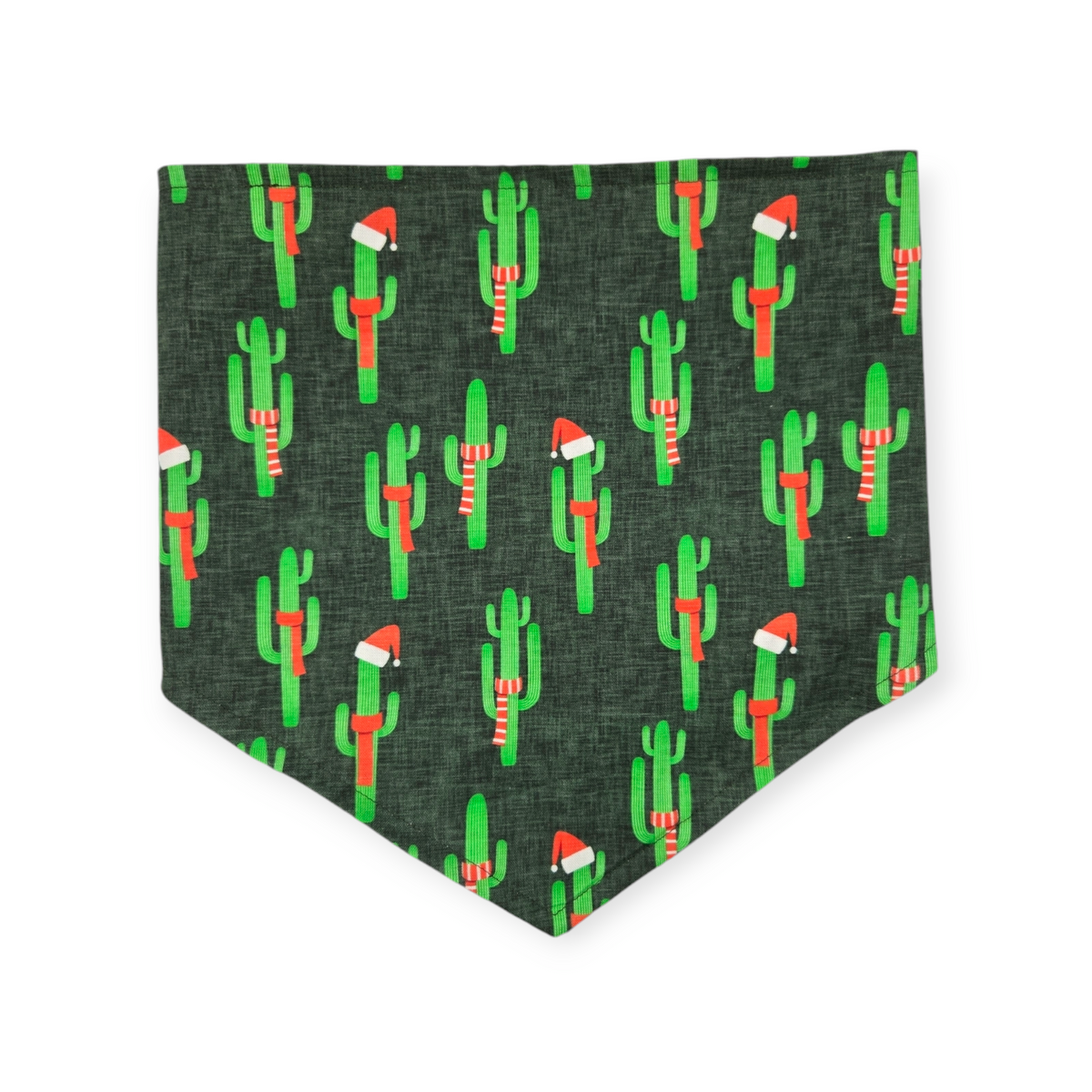 Christmas Cactus/Whimsical Stripes Reversible Tie-on Bandana (Large)
