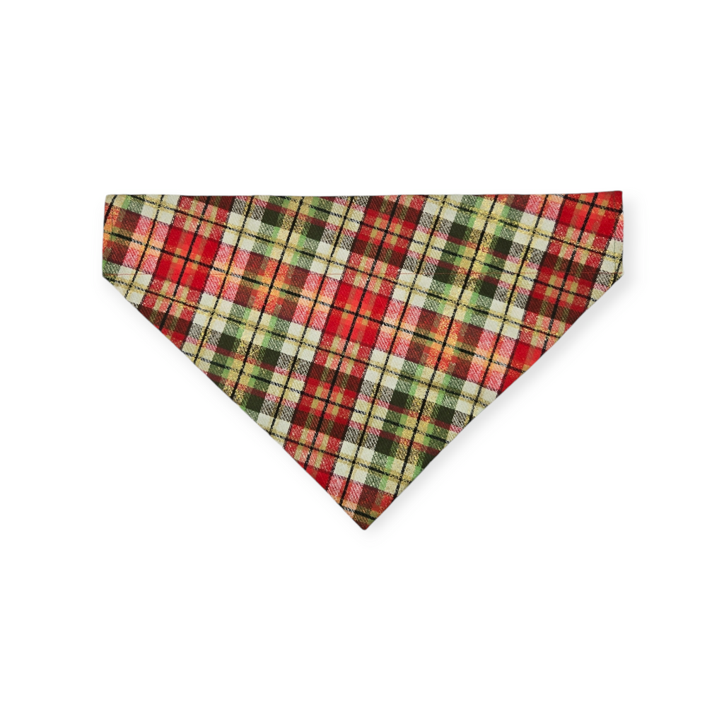 Cowboy Christmas/Glittery Christmas Plaid Reversible Slide-on Bandana (X-Large)
