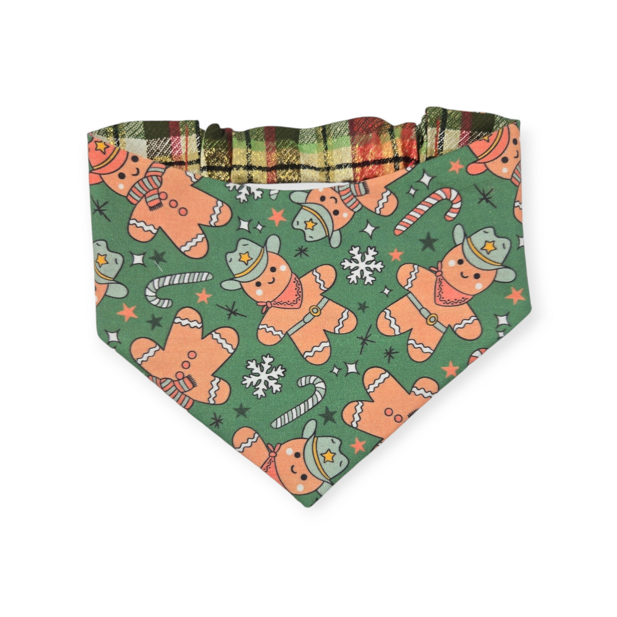 Cowboy Christmas/Glittery Christmas Plaid Reversible Slip-on Scrunchie Bandana (Medium)