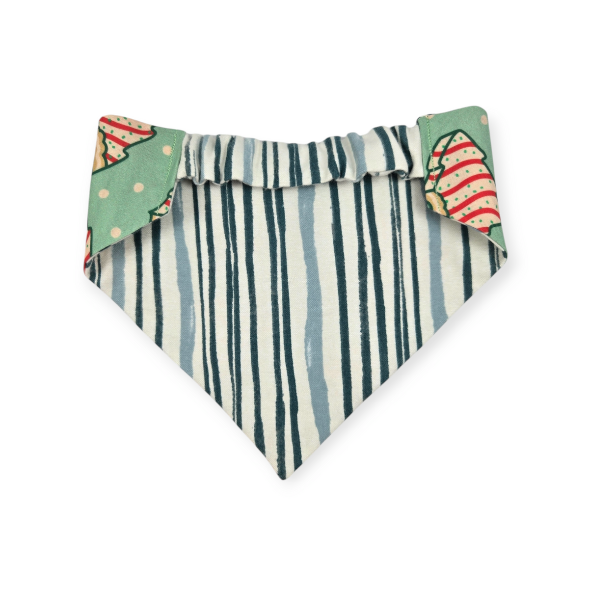 Snack Cake Trees/Green Stripes Reversible Slip-on Scrunchie Bandana (Medium/Large)