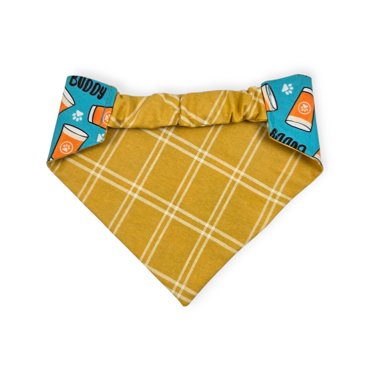 Brewery Buddy/Mustard Plaid Slip-on Scrunchie Bandana (Medium/Large)