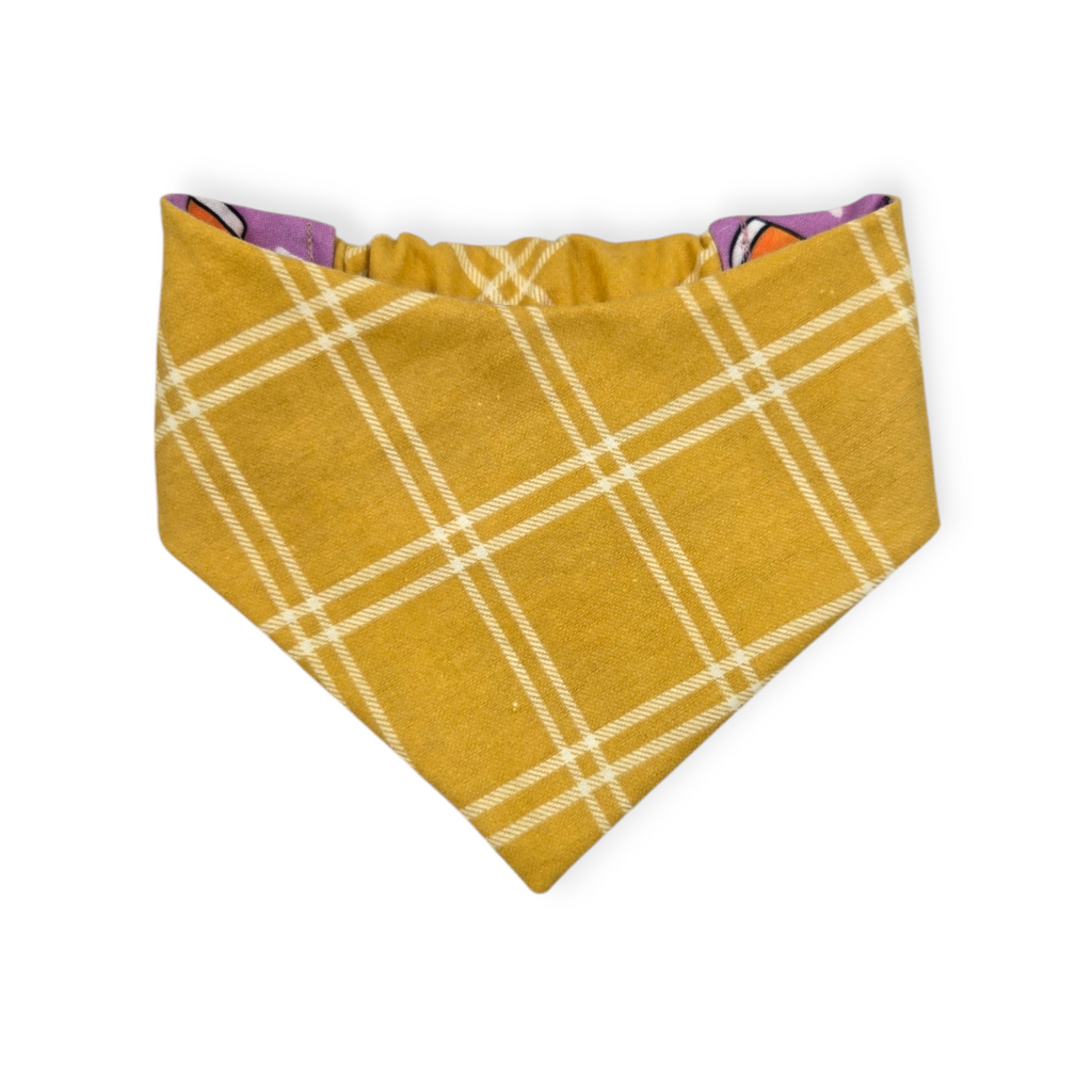 Brewery Buddy (Orchid)/Mustard Plaid Slip-on Scrunchie Bandana (Small)