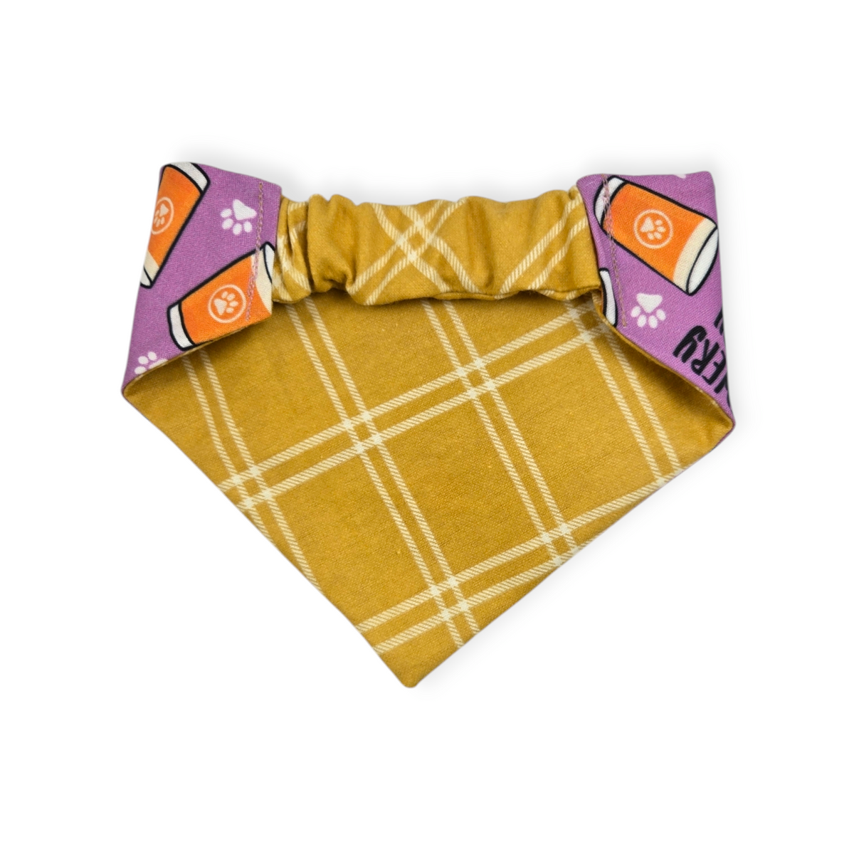 Brewery Buddy (Orchid)/Mustard Plaid Slip-on Scrunchie Bandana (Small)