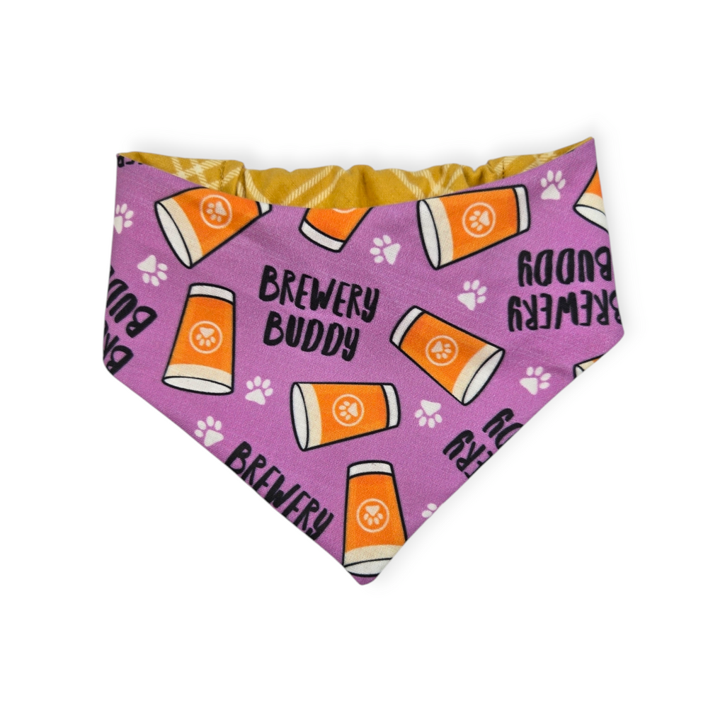 Brewery Buddy (Orchid)/Mustard Plaid Slip-on Scrunchie Bandana (Small)