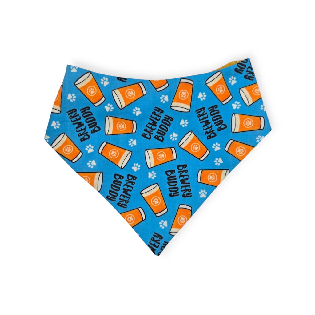 Brewery Buddy (Blue)/Mustard Plaid Slip-on Scrunchie Bandana (Large)