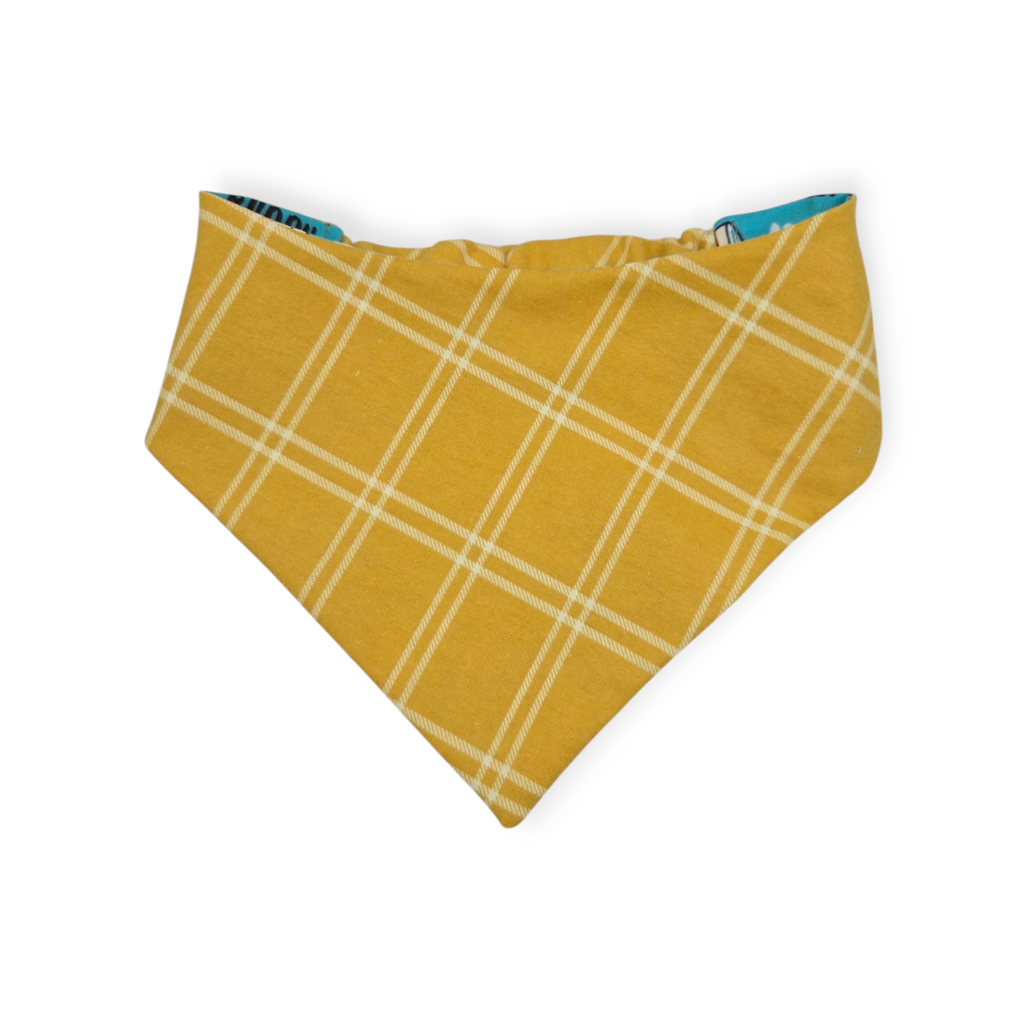 Brewery Buddy/Mustard Plaid Slip-on Scrunchie Bandana (Medium/Large)