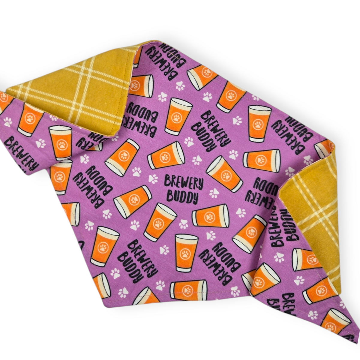 Brewery Buddy (Orchid)/Mustard Plaid Reversible Bandana