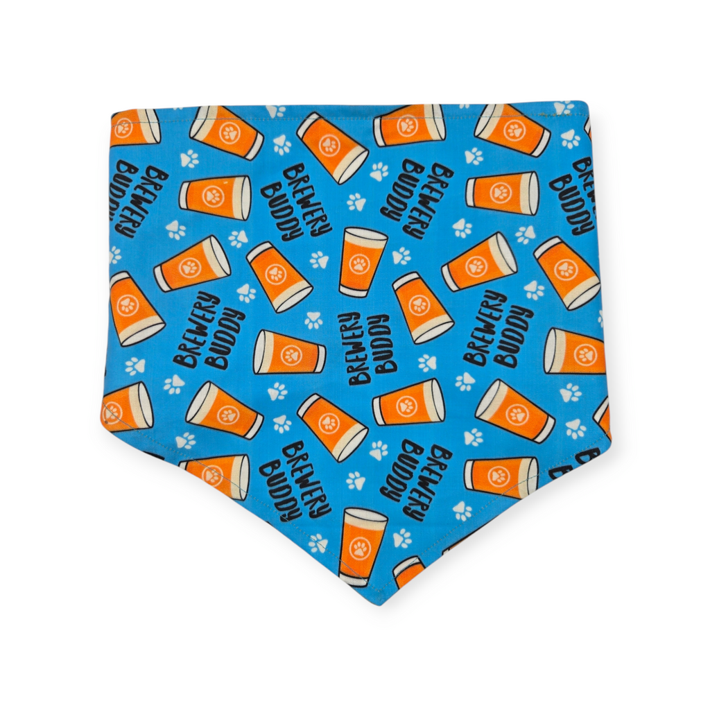 Brewery Buddy (Blue)/Mustard Plaid Reversible Tie-on Bandana (Large)