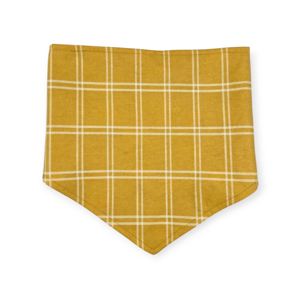 Brewery Buddy (Blue)/Mustard Plaid Reversible Tie-on Bandana (Large)