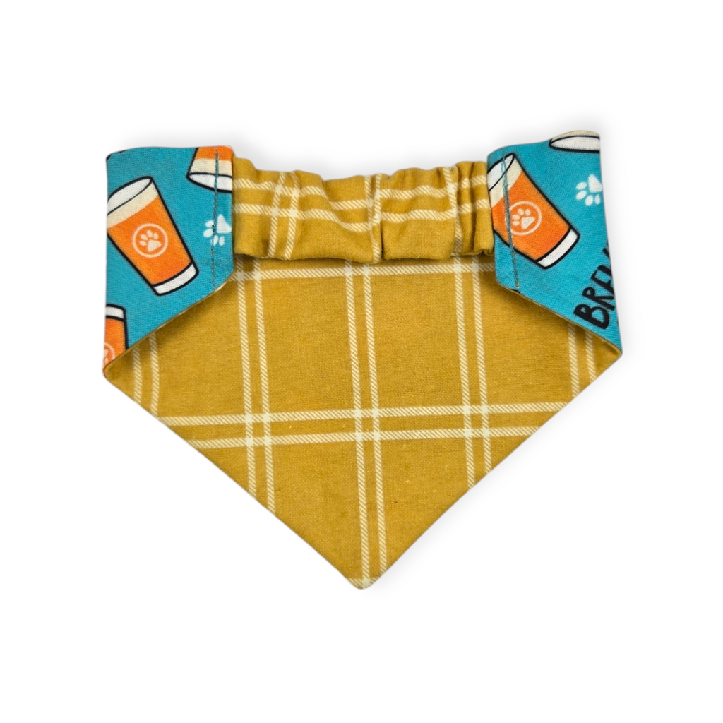 Brewery Buddy/Mustard Plaid Slip-on Scrunchie Bandana (Small)