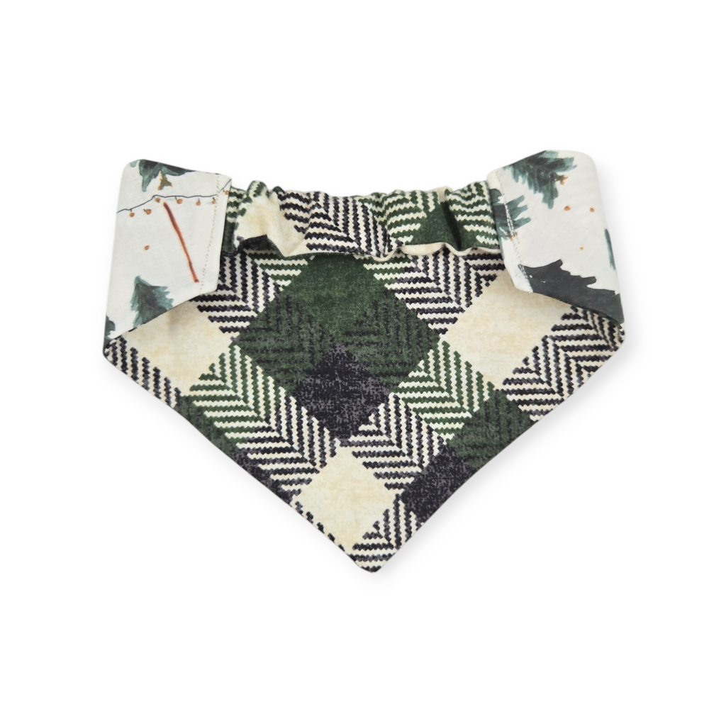 Christmas Tree Farm/Evergreen Plaid Slip-on Scrunchie Bandana (Small/Medium)