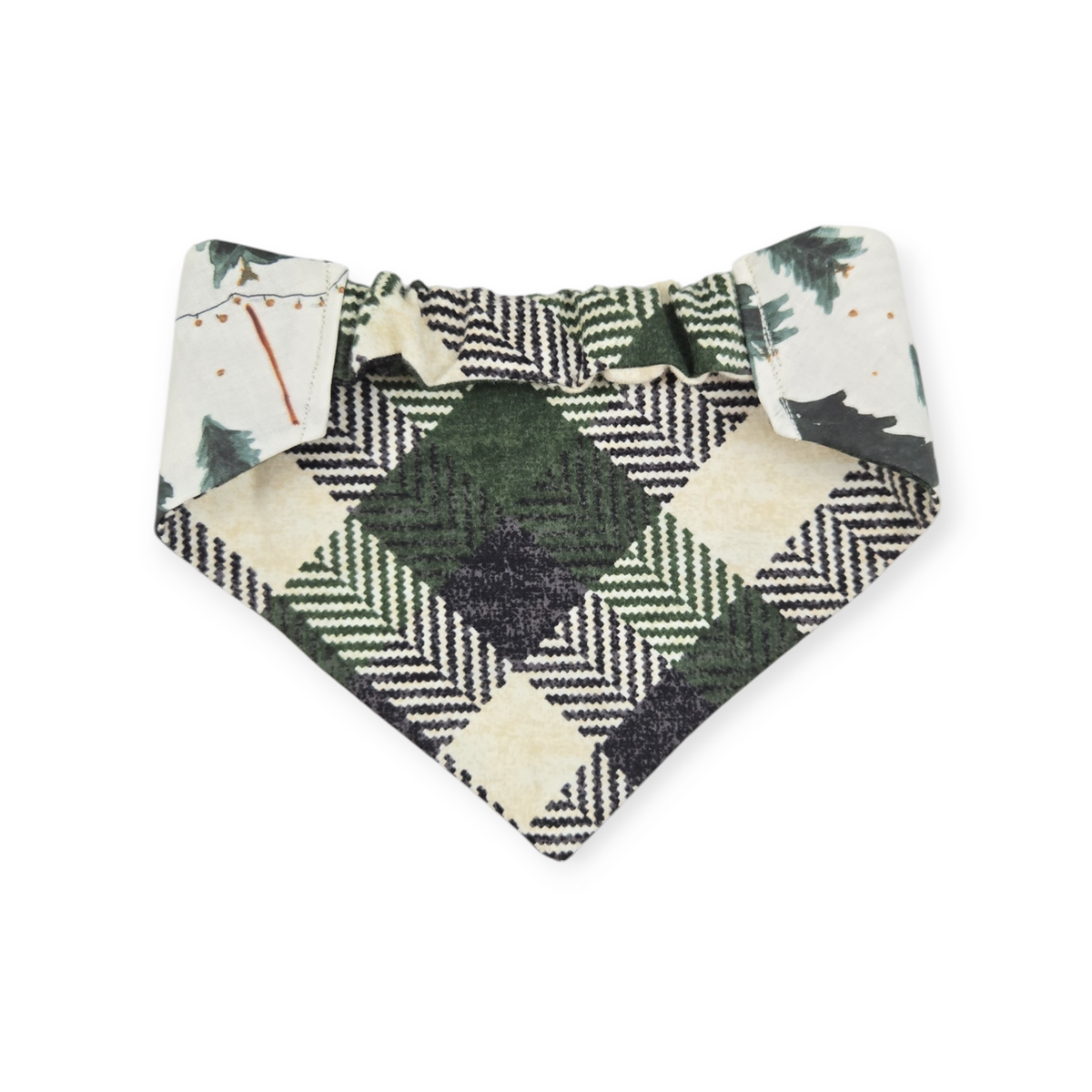 Christmas Tree Farm/Evergreen Plaid Slip-on Scrunchie Bandana (Small/Medium)