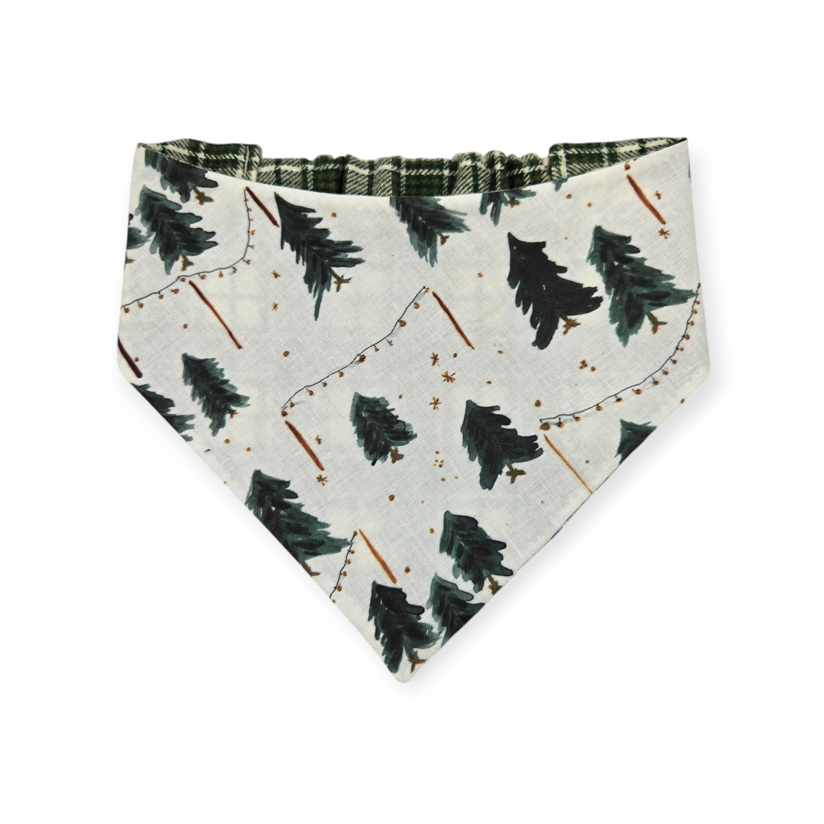 Christmas Tree Farm/Green Plaid Reversible Slip-on Scrunchie Bandana (Large)