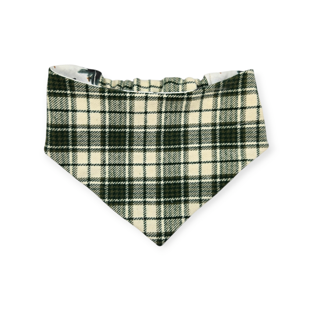 Christmas Tree Farm/Green Plaid Slip-on Scrunchie Bandana (Medium)