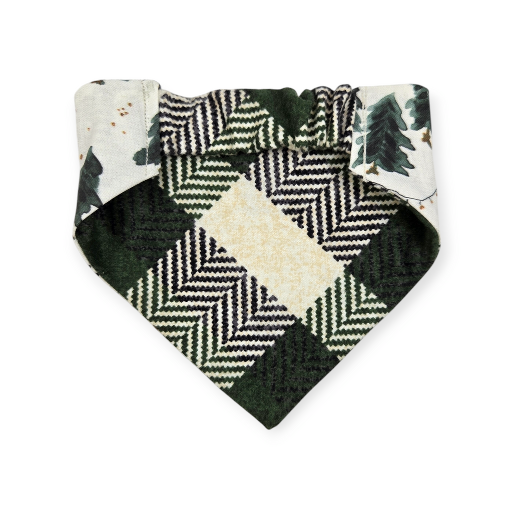 Christmas Tree Farm/Evergreen Plaid Slip-on Scrunchie Bandana (Small)