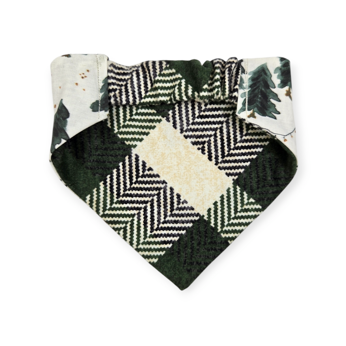 Christmas Tree Farm/Evergreen Plaid Slip-on Scrunchie Bandana (Small)