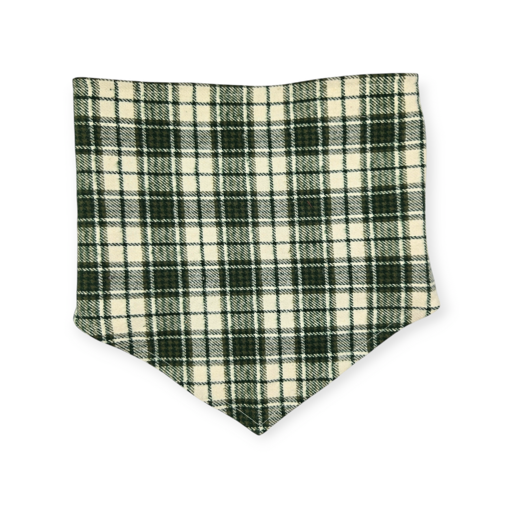 Christmas Tree Farm/Green Plaid Reversible Tie-on Bandana (Large)